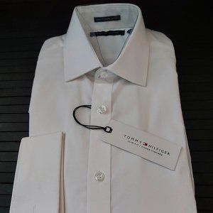 NEW - Tommy Hilfiger White Dress Shirt with Double Cuffs 15 32/33 Slim Fit